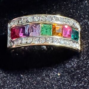 Vibrant Gemstone Gold Band Ring